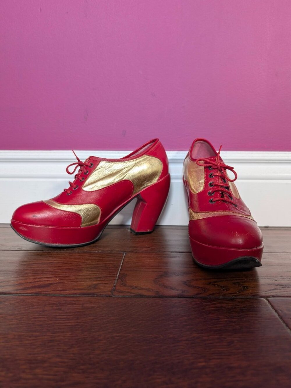 Gilley in red/gold from the Lip Service x Fluevog 2004 collection, size W10